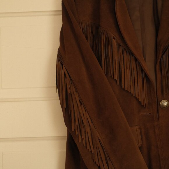 Tecovas Coffee Brown Fringe Suede Jacket — Women’s Large - Picture 6 of 7